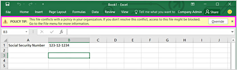 data catalog capabilities - warning example